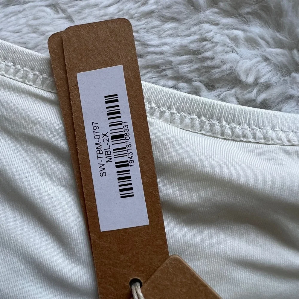 SKIMS Swim Tanga Bikini Bottom Marble White Side Tie SW-TBM-0797 Womens 2X NEW